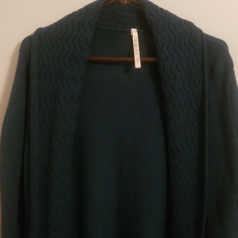 Dark teal open cardigan
